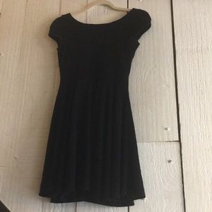 Juniors Black Ribbed Dress With Blue Glitter